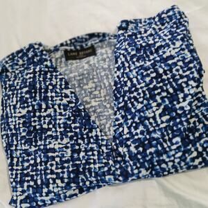 Lane Bryant 26/28 a line swing style blue multi-color geometric print sleeveless